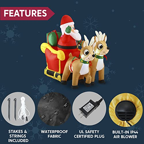 Foto 7 pulgar | Papá Noel Inflable En Trineo Joiedomi 18 M Con Led De 6 Pies - Venta Internacional