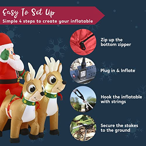 Foto 7 | Papá Noel Inflable En Trineo Joiedomi 18 M Con Led De 6 Pies - Venta Internacional
