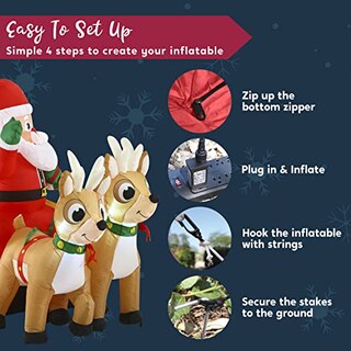 Foto 7 | Papá Noel Inflable En Trineo Joiedomi 18 M Con Led De 6 Pies - Venta Internacional