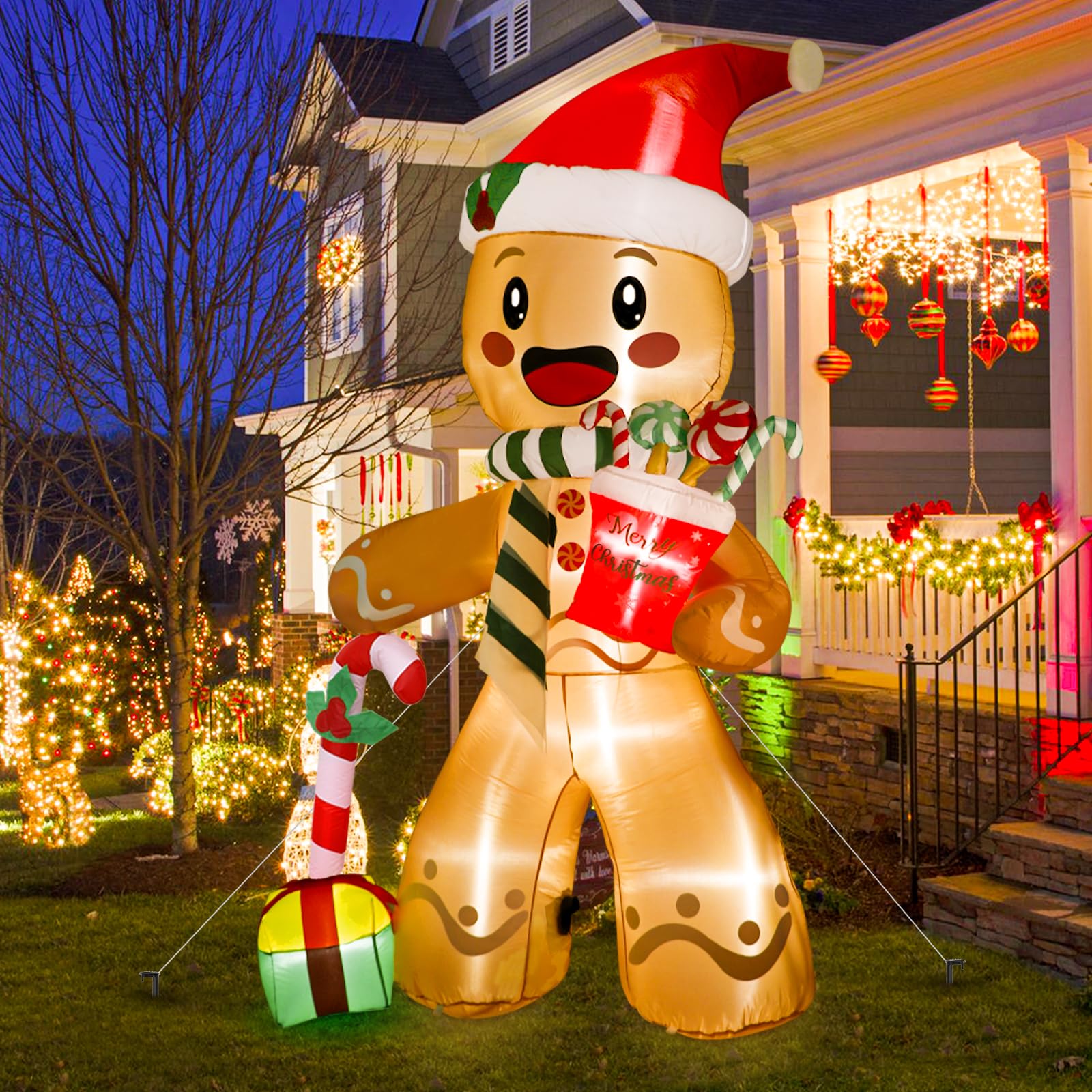 Foto 6 pulgar | Decoraciones Inflables Navideñas Para Exteriores, Gingerbread Man, 8 Pies - Venta Internacional.