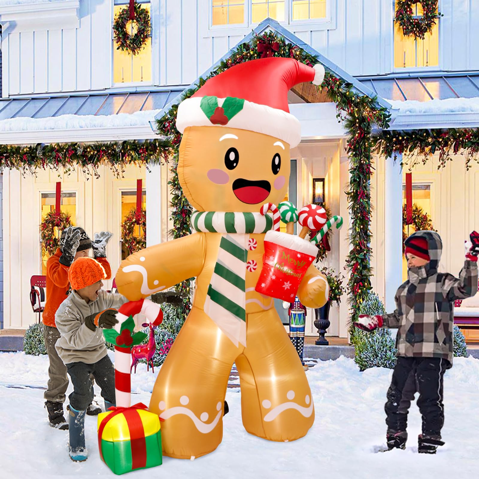 Foto 7 pulgar | Decoraciones Inflables Navideñas Para Exteriores, Gingerbread Man, 8 Pies - Venta Internacional.