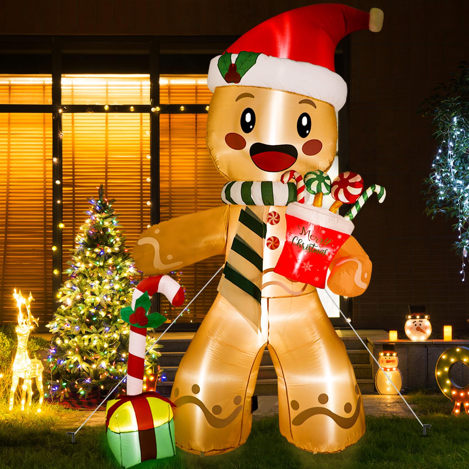 Foto 8 pulgar | Decoraciones Inflables Navideñas Para Exteriores, Gingerbread Man, 8 Pies - Venta Internacional.
