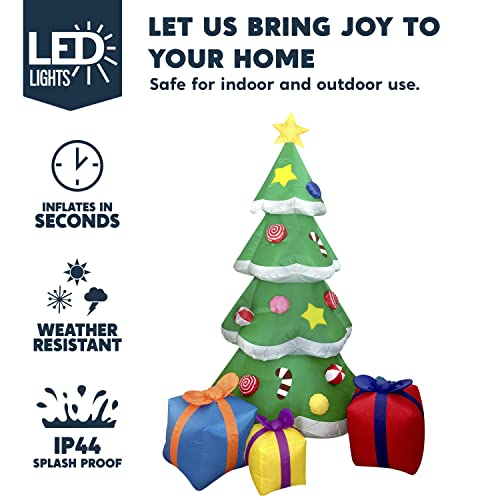 Foto 4 pulgar | Árbol De Navidad Inflable Joiedomi De 7 Pies Con 3 Cajas De Regalo Led - Venta Internacional.