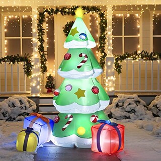 Foto 4 | Árbol De Navidad Inflable Joiedomi De 7 Pies Con 3 Cajas De Regalo Led - Venta Internacional.