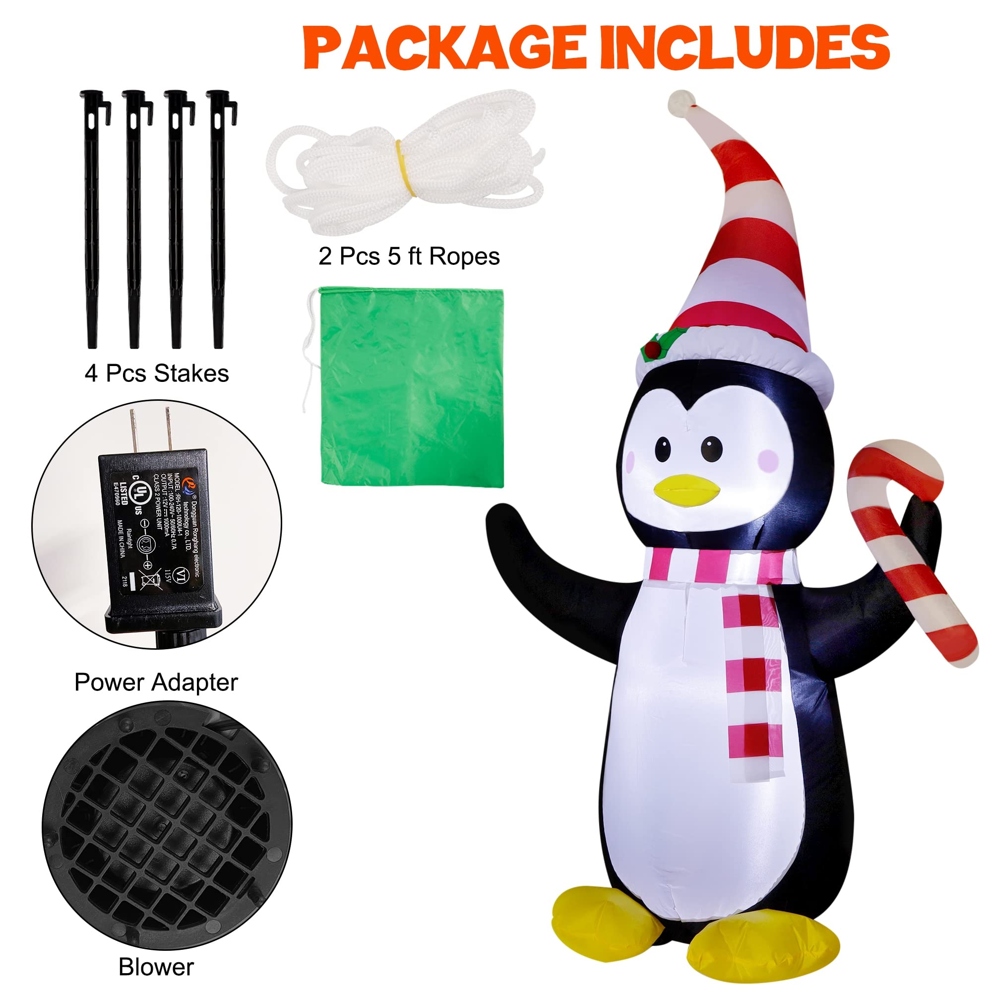 Foto 3 pulgar | Pingüino Hinchable Navideño Atdawn De 1,5 M Con Luces Led - Venta Internacional.
