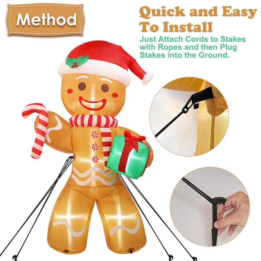 Foto 3 | Hombre De Jengibre Inflable Navideño De 240 Cm Con Luces Led - Venta Internacional.
