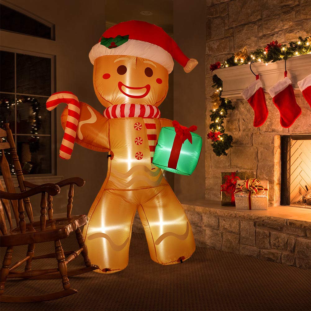 Foto 7 pulgar | Hombre De Jengibre Inflable Navideño De 240 Cm Con Luces Led - Venta Internacional.