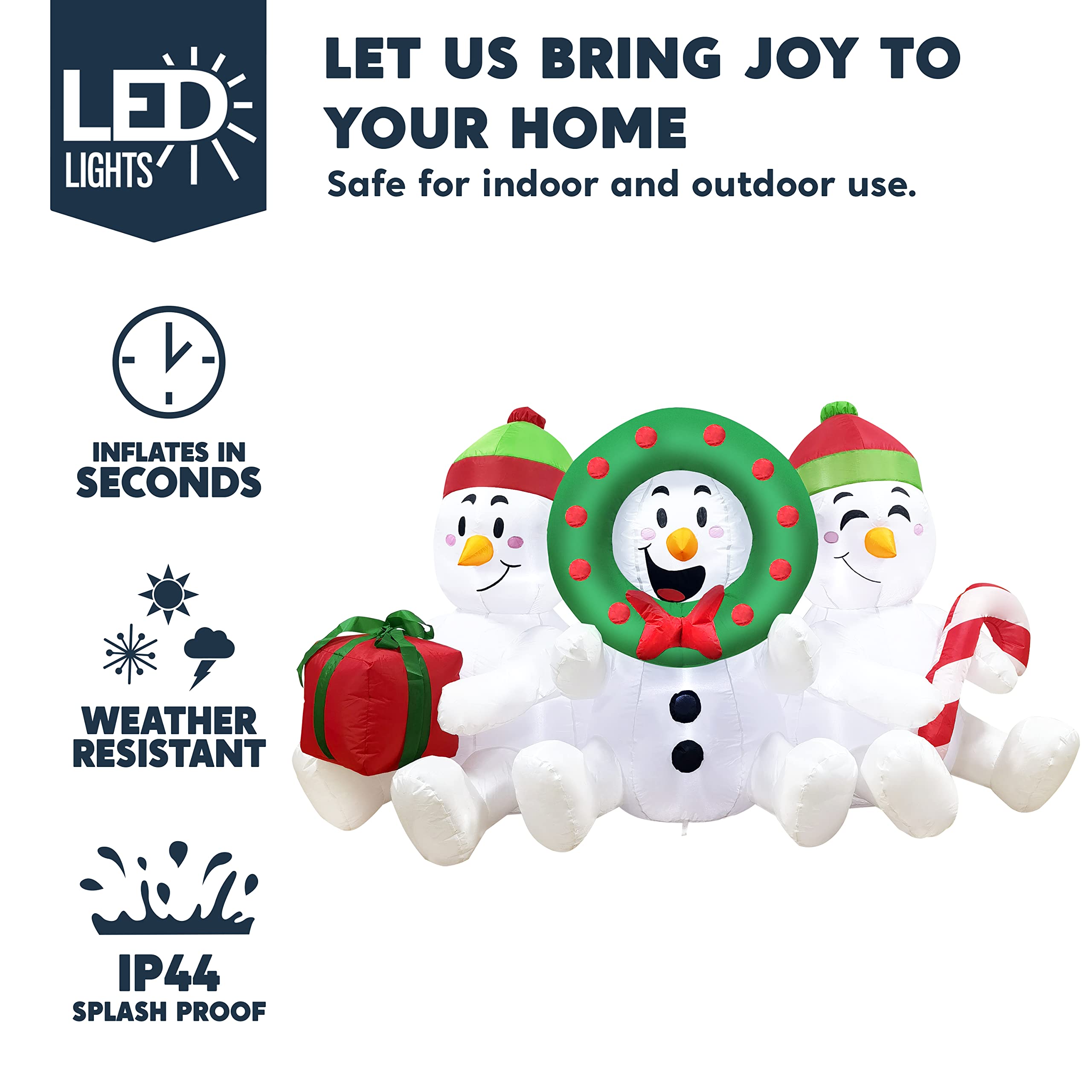 Foto 3 | Muñecos De Nieve Inflables Joiedomi De 1,8 M Con Luces Led Para Navidad - Venta Internacional.