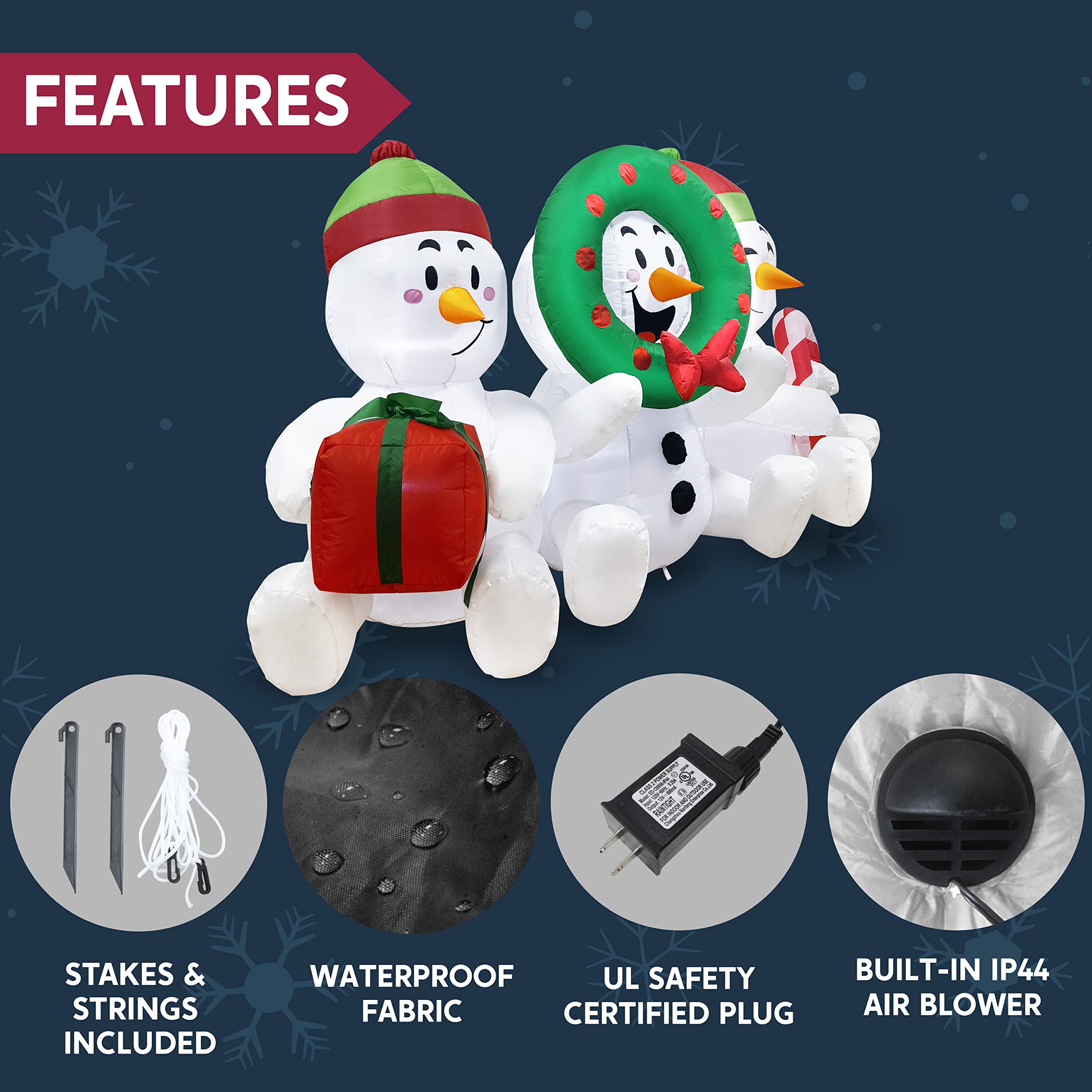 Foto 7 pulgar | Muñecos De Nieve Inflables Joiedomi De 1,8 M Con Luces Led Para Navidad - Venta Internacional.