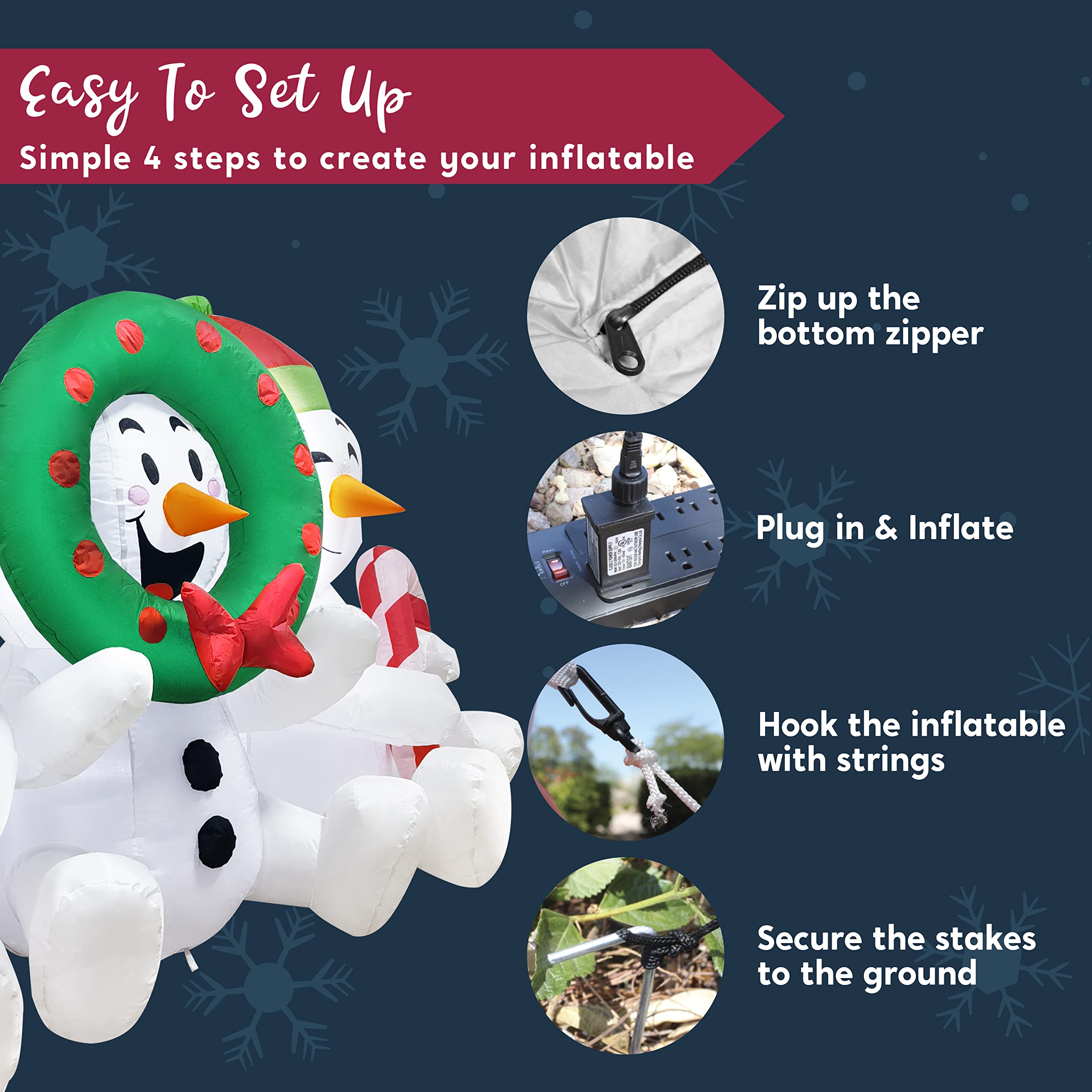 Foto 7 | Muñecos De Nieve Inflables Joiedomi De 1,8 M Con Luces Led Para Navidad - Venta Internacional.