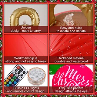 Foto 3 | Adornos Inflables Navideños Decorados Con Bolas De 30 Cm Con Led - Venta Internacional.