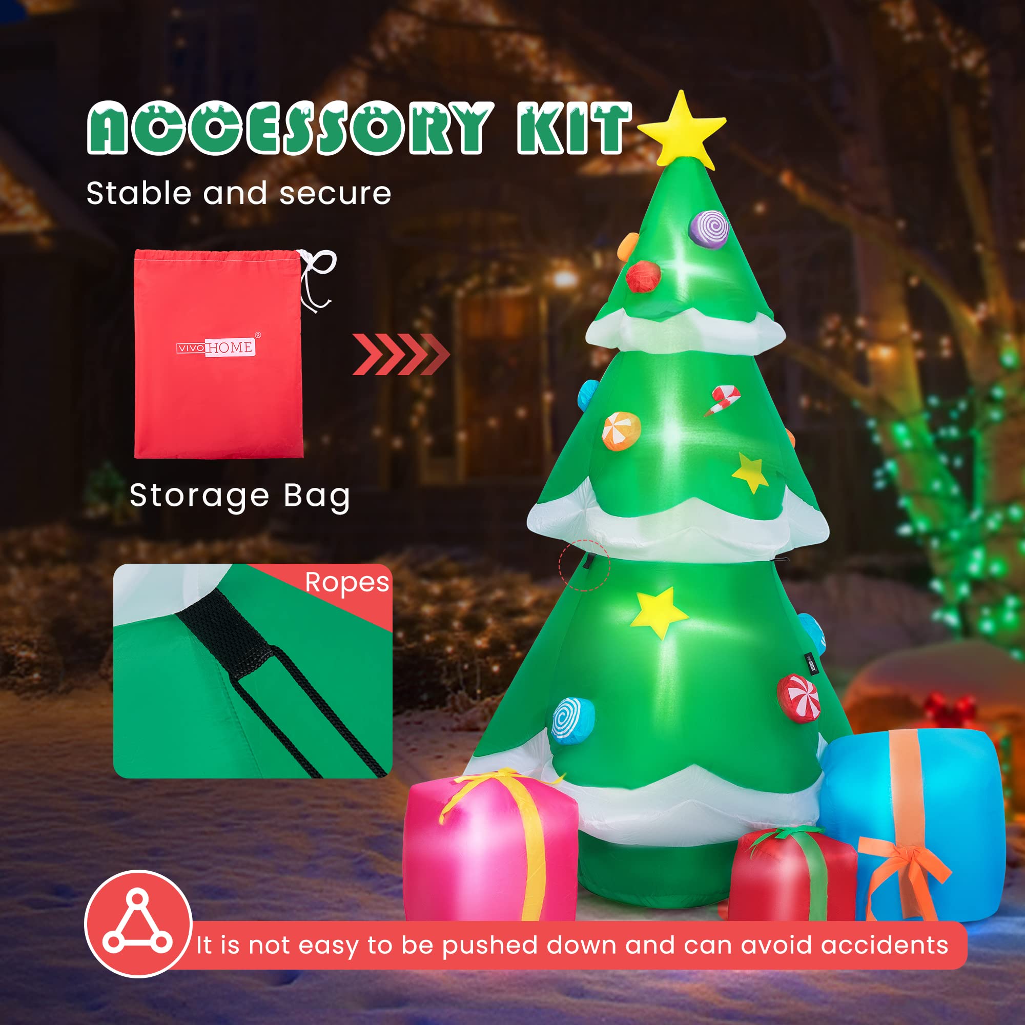 Foto 6 pulgar | Árbol De Navidad Inflable Con Iluminación Led Vivohome 180 Cm Con Acc - Venta Internacional.