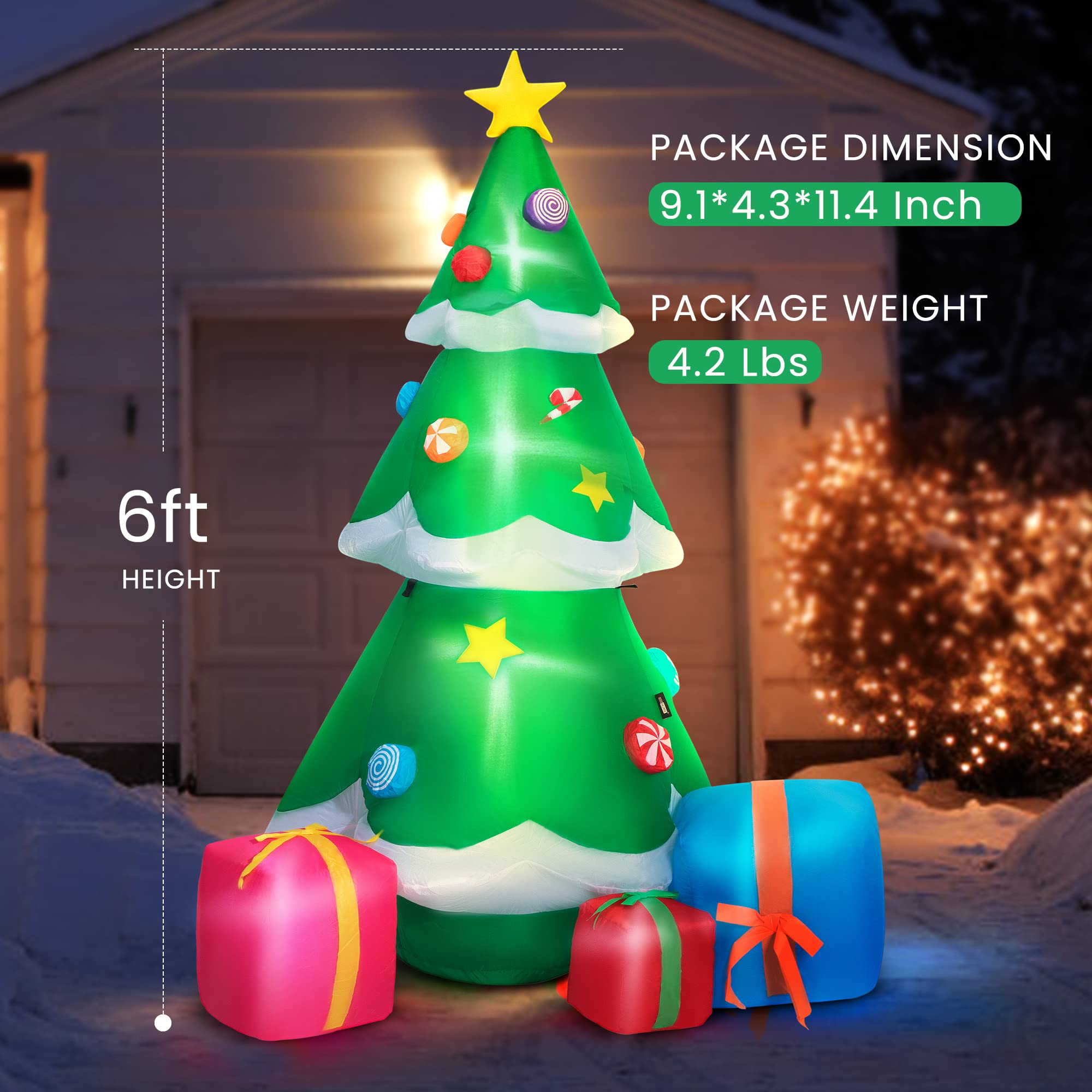 Foto 7 pulgar | Árbol De Navidad Inflable Con Iluminación Led Vivohome 180 Cm Con Acc - Venta Internacional.