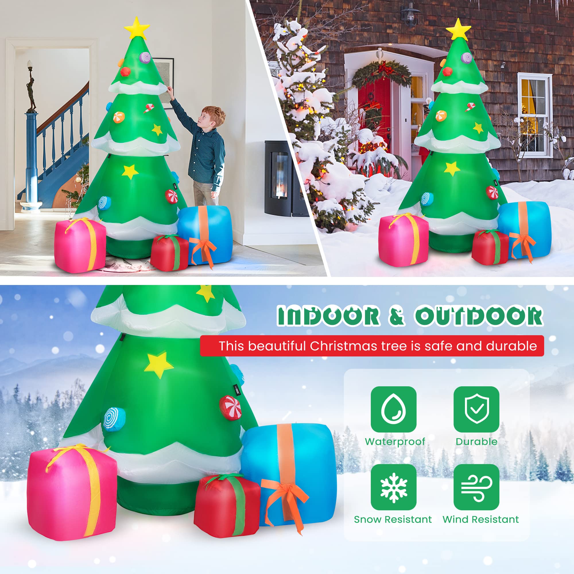 Foto 8 pulgar | Árbol De Navidad Inflable Con Iluminación Led Vivohome 180 Cm Con Acc - Venta Internacional.