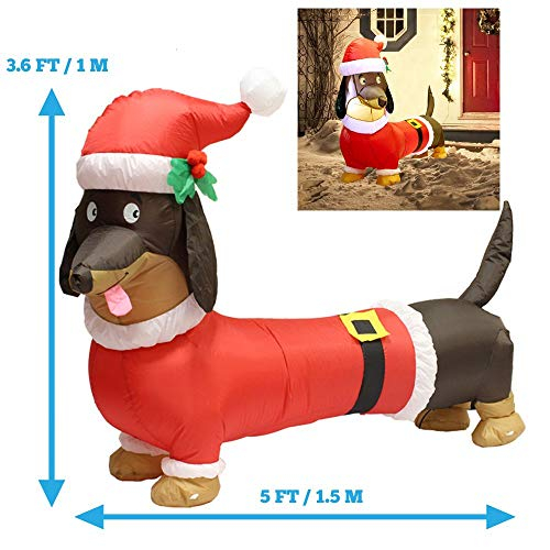 Foto 3 pulgar | Decoración Navideña Inflable Joiedomi Wiener Dog De 1,5 M - Venta Internacional.