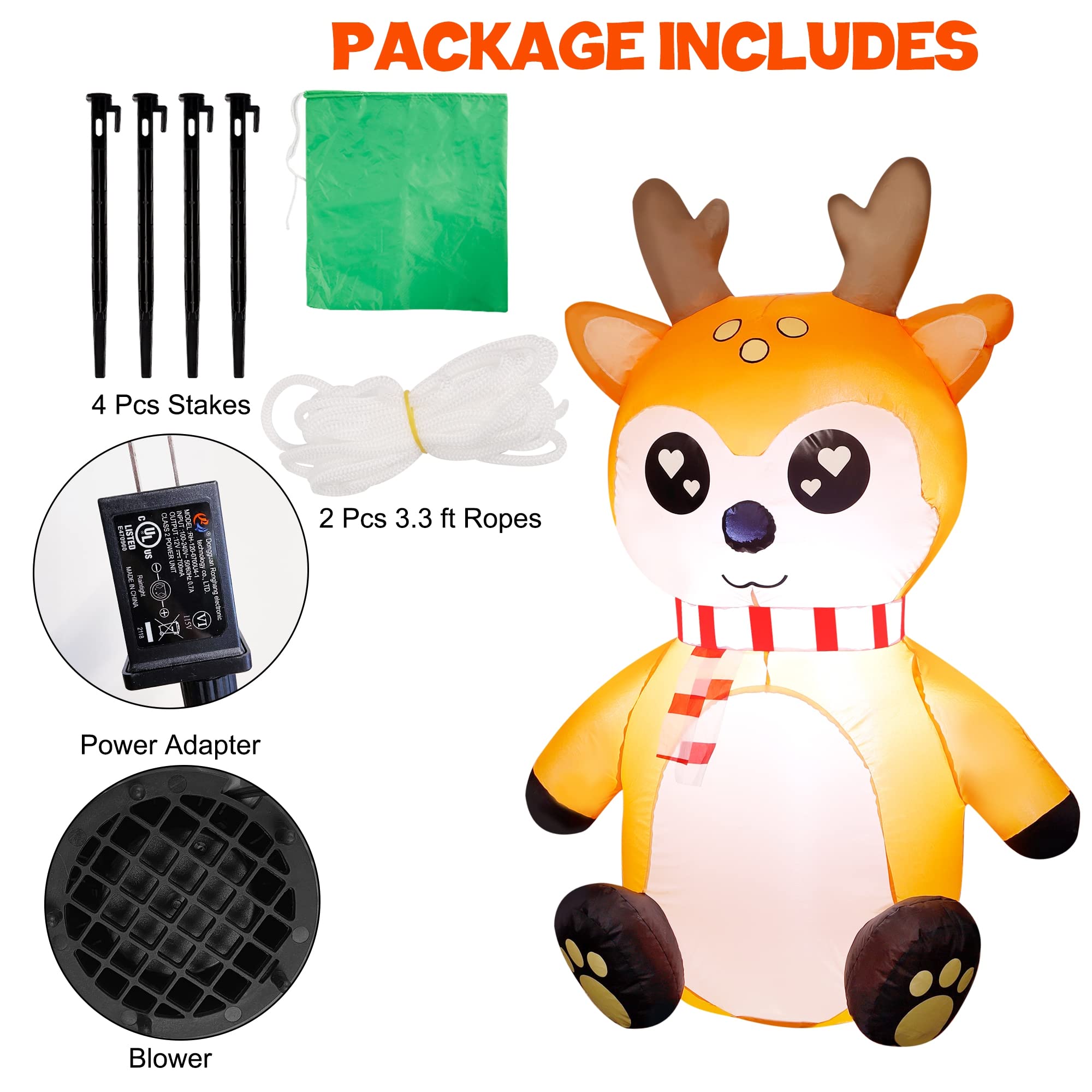 Foto 3 pulgar | Reno Inflable Navideño Atdawn De 1,2 M Con Luces Led - Venta Internacional.