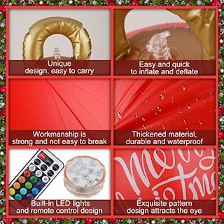 Foto 6 | Adornos Navideños Con Forma De Bola Hinchable, 76 Cm, Con Led - Venta Internacional.