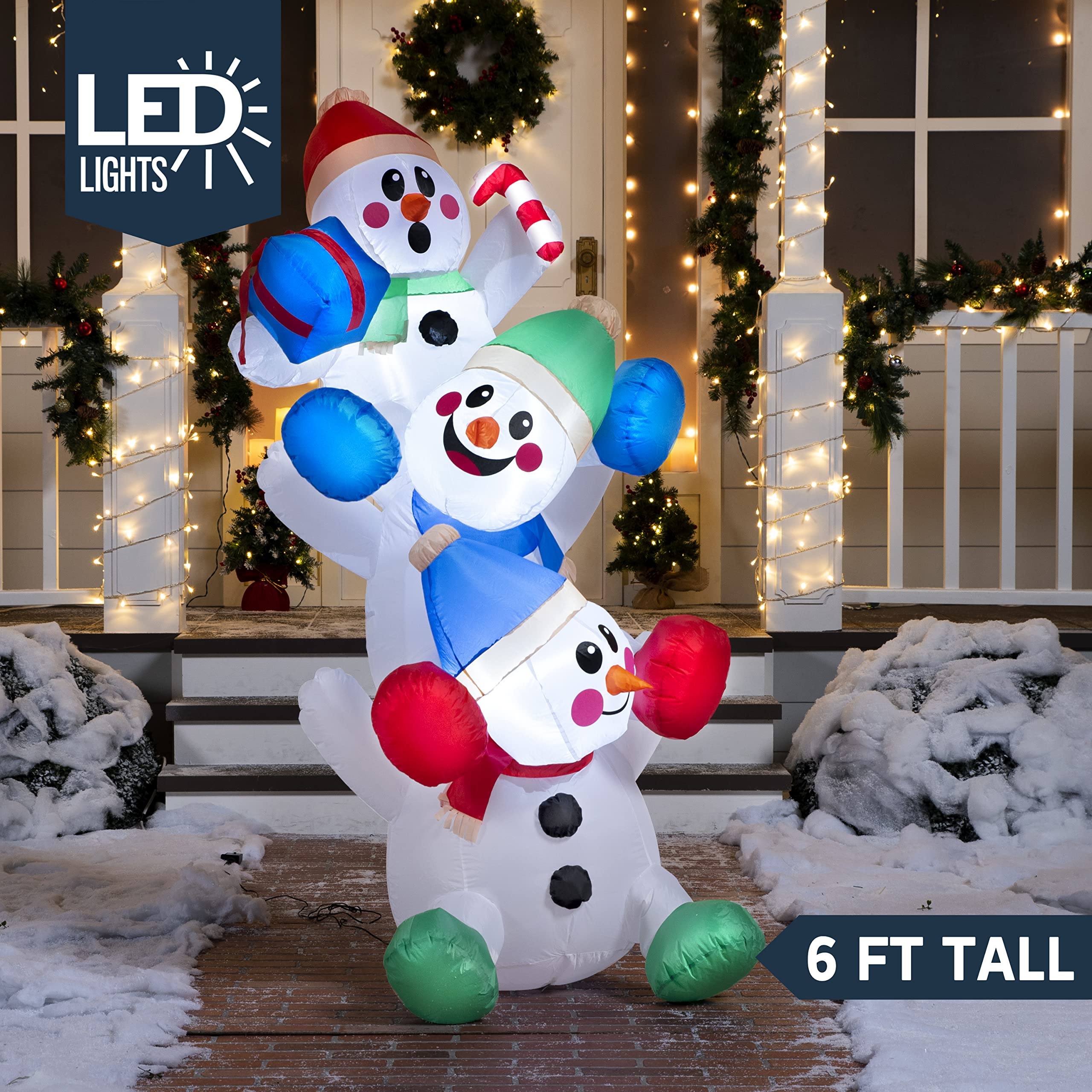Foto 3 pulgar | Muñeco De Nieve Hinchable Navideño Joiedomi Apilado De 1,8 M Con Led - Venta Internacional.