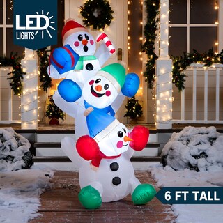 Foto 2 | Muñeco De Nieve Hinchable Navideño Joiedomi Apilado De 1,8 M Con Led - Venta Internacional.