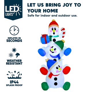 Foto 3 | Muñeco De Nieve Hinchable Navideño Joiedomi Apilado De 1,8 M Con Led - Venta Internacional.