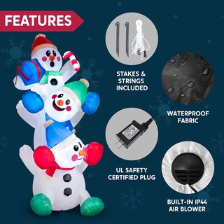 Foto 6 | Muñeco De Nieve Hinchable Navideño Joiedomi Apilado De 1,8 M Con Led - Venta Internacional.