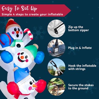 Foto 7 | Muñeco De Nieve Hinchable Navideño Joiedomi Apilado De 1,8 M Con Led - Venta Internacional.