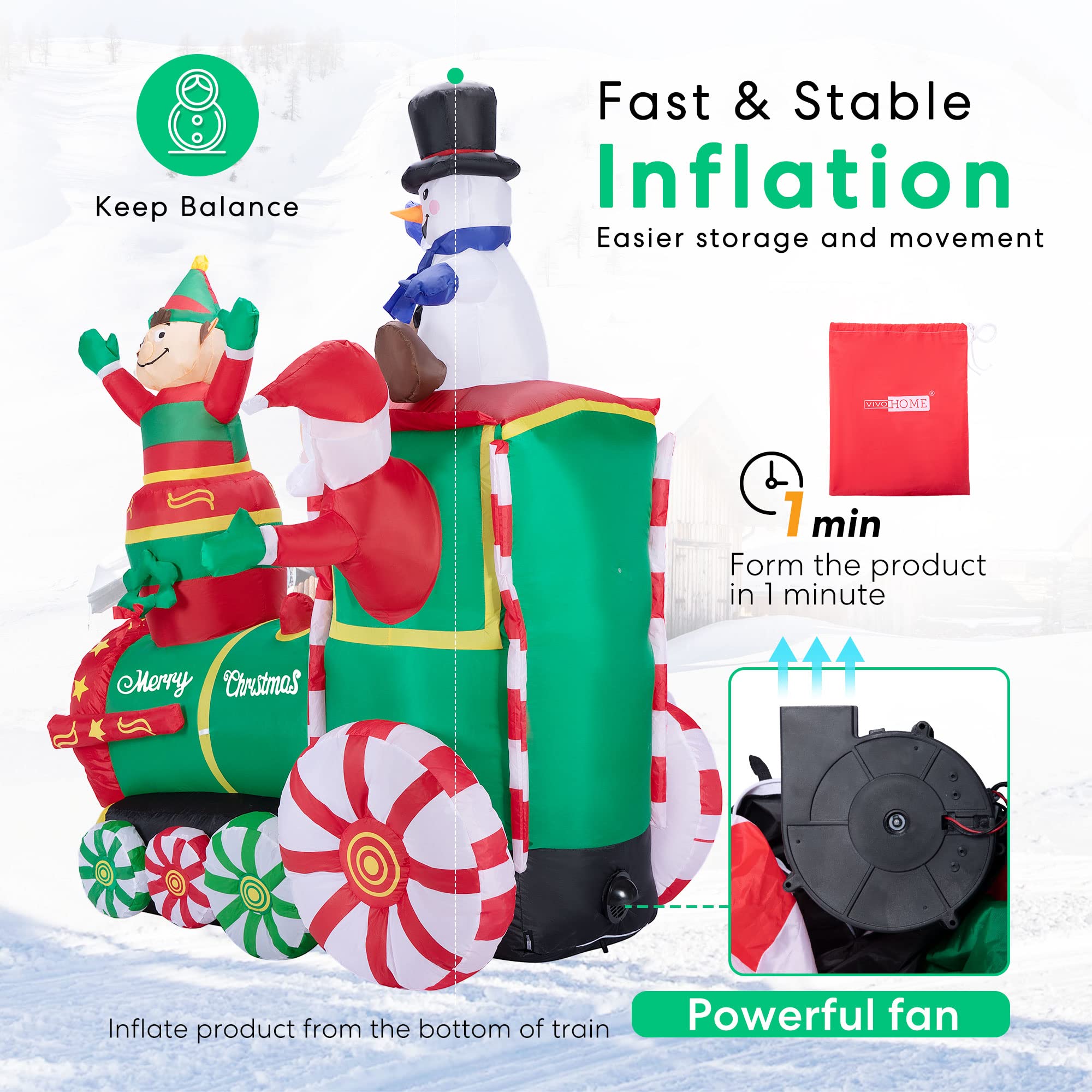 Foto 6 pulgar | Papá Noel Inflable Navideño Vivohome De 1,8 M Con Luces Led - Venta Internacional.