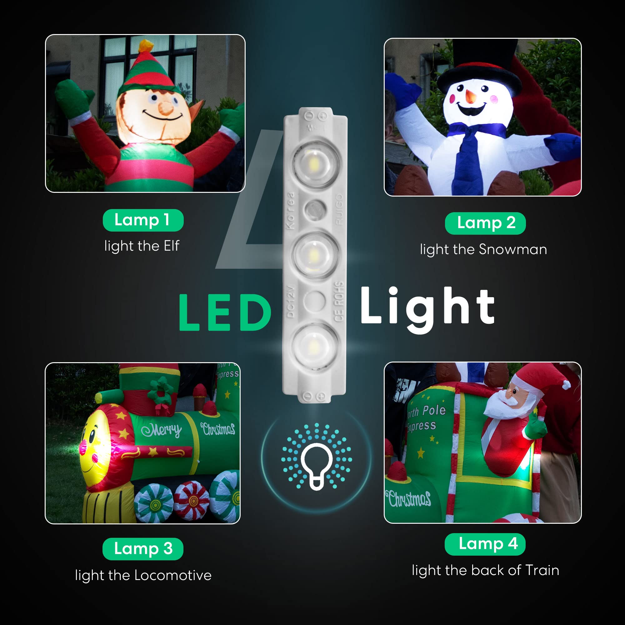 Foto 7 pulgar | Papá Noel Inflable Navideño Vivohome De 1,8 M Con Luces Led - Venta Internacional.