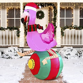 Foto 7 | Inflable Navideño Joiedomi Diseño De Flamenco En Forma De Ornamento 1.8 M- Venta Internacional