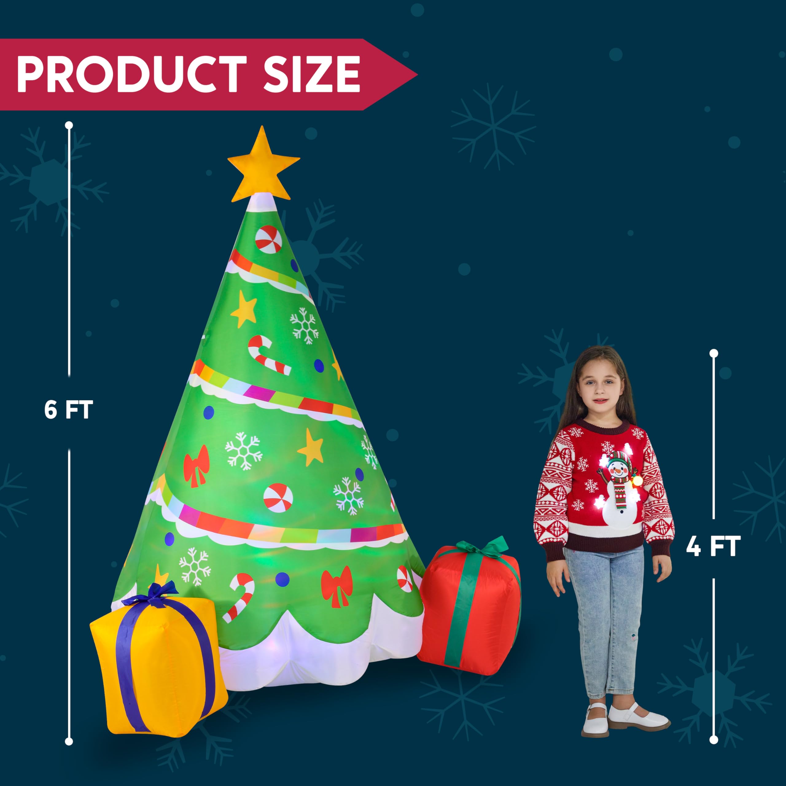Foto 6 pulgar | Árbol De Navidad Inflable Joiedomi De 6 Pies Con Luces Led - Venta Internacional.