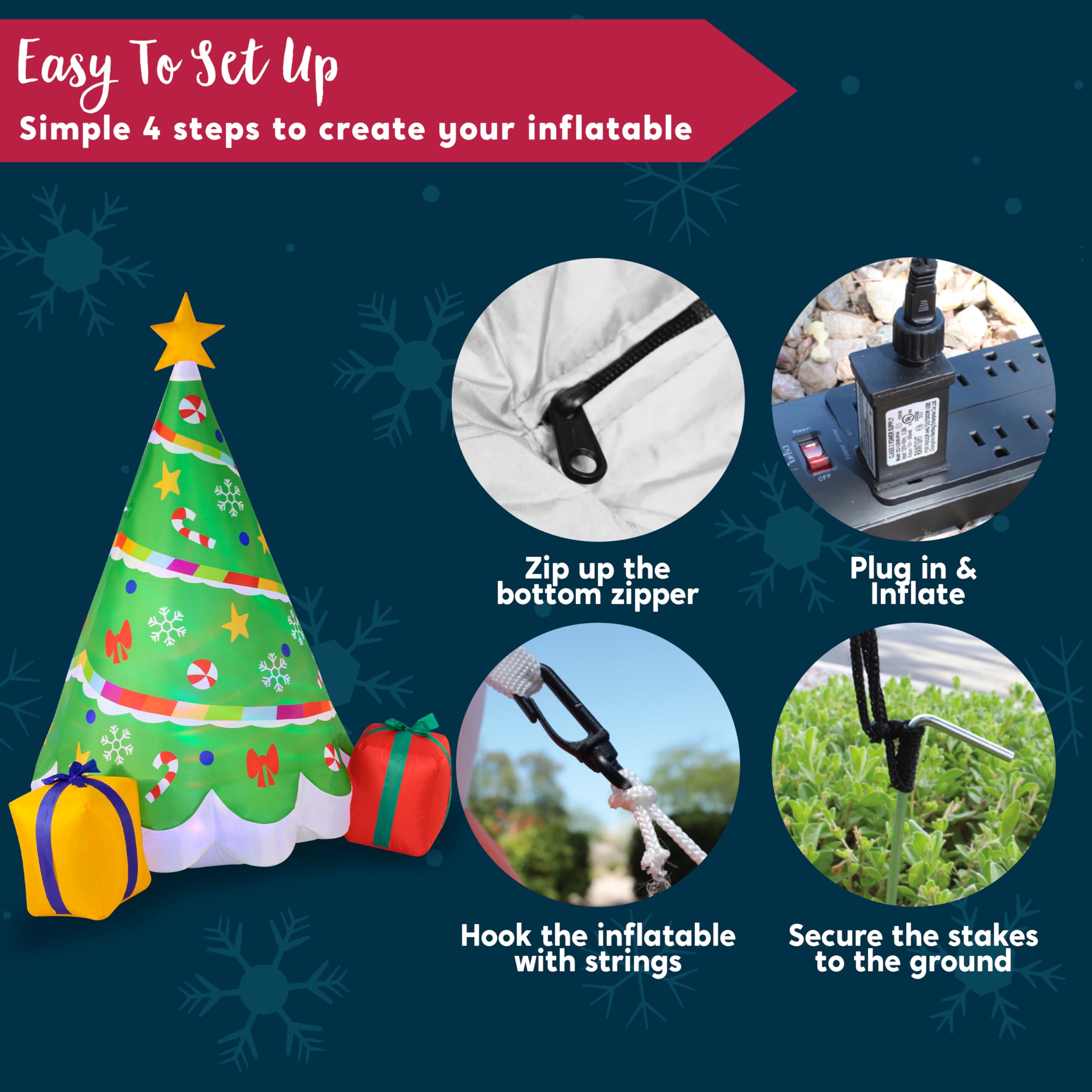 Foto 8 pulgar | Árbol De Navidad Inflable Joiedomi De 6 Pies Con Luces Led - Venta Internacional.