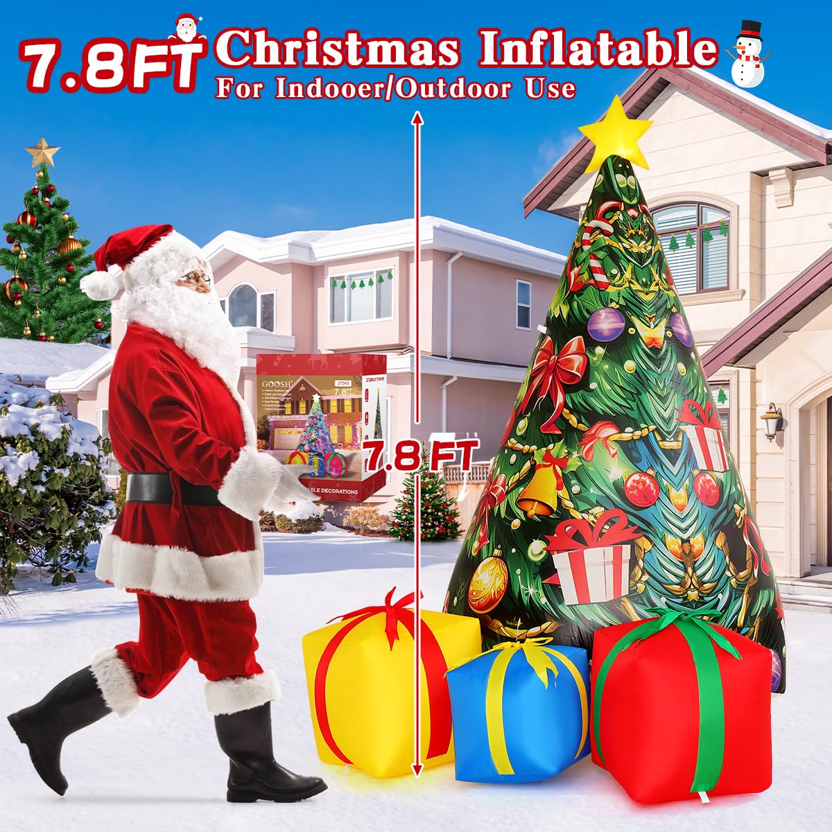 Foto 6 | Árbol Inflable De Navidad Goosh Para Decoración Exterior, 2,4 M, Con Luz - Venta Internacional.