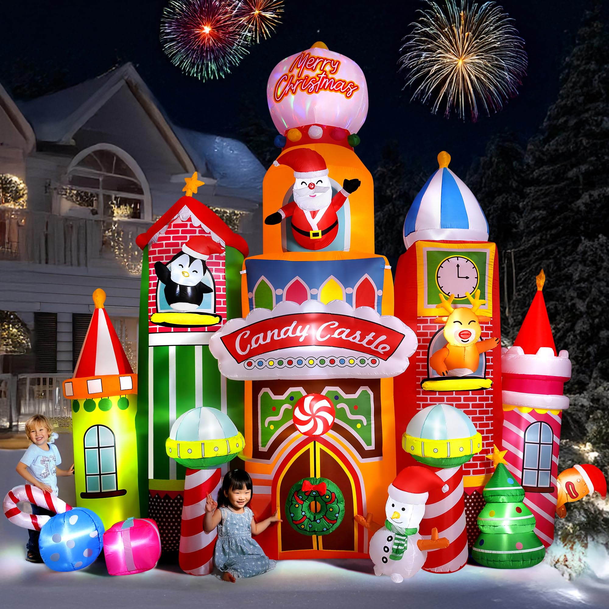 Foto 2 pulgar | Castillo De Caramelos Inflable Navideño De 4,1 M De Altura Con Luces Led - Venta Internacional.