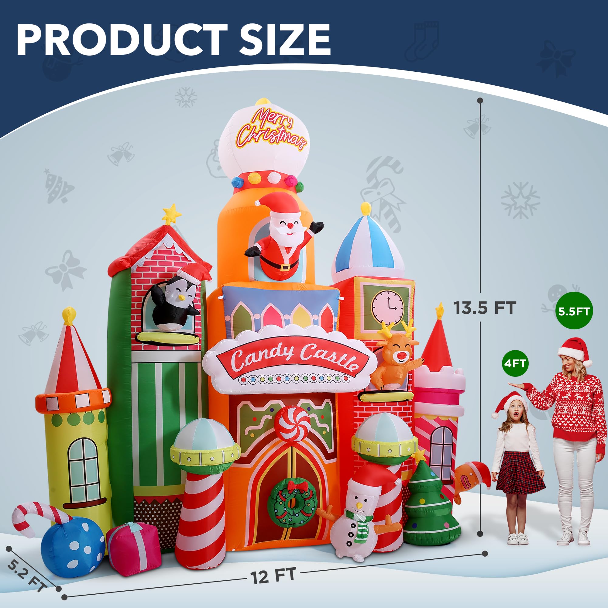 Foto 4 pulgar | Castillo De Caramelos Inflable Navideño De 4,1 M De Altura Con Luces Led - Venta Internacional.