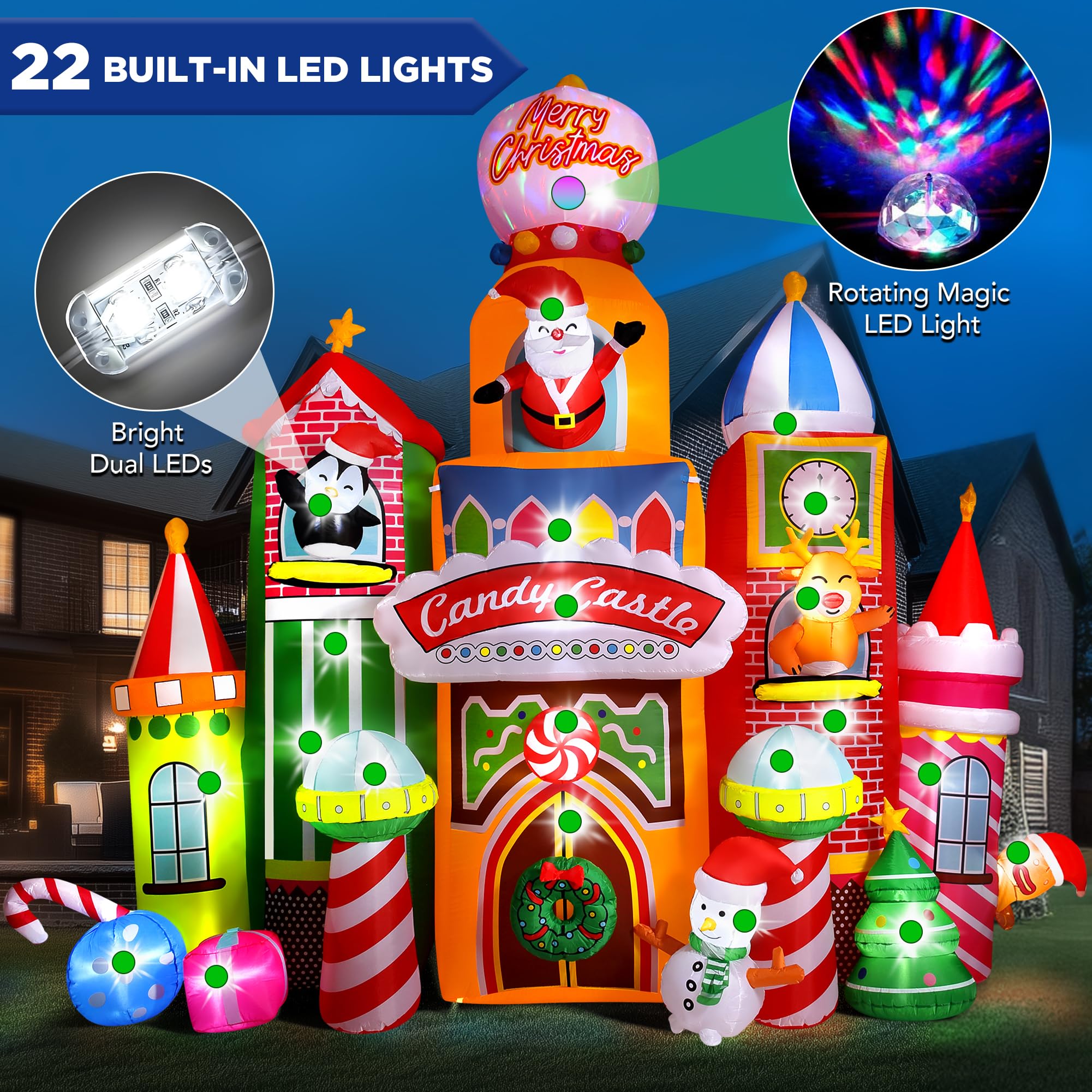 Foto 5 pulgar | Castillo De Caramelos Inflable Navideño De 4,1 M De Altura Con Luces Led - Venta Internacional.