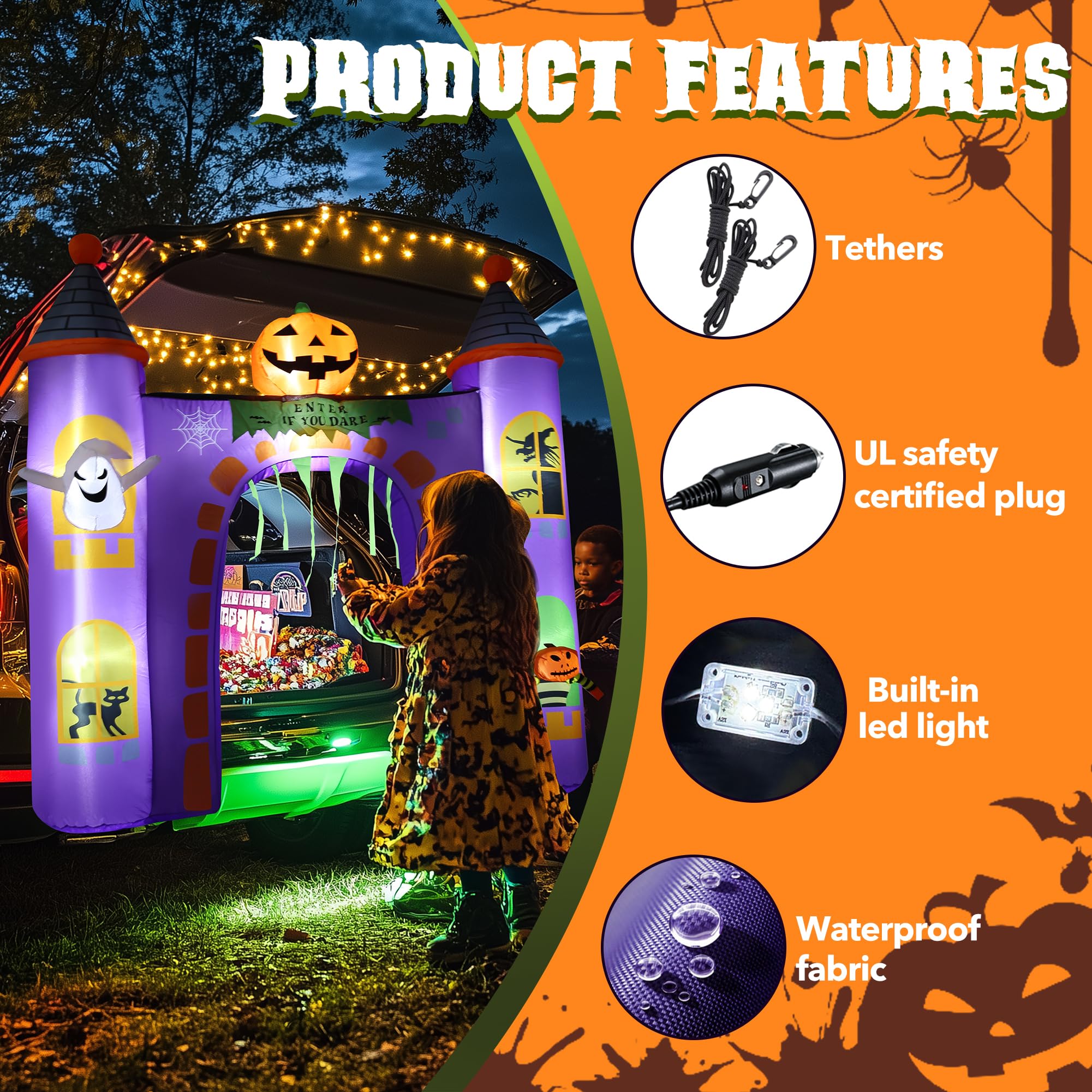 Foto 6 pulgar | Castillo Embrujado Inflable Zpisf Para Decoración De Halloween, 1,7 M - Venta Internacional.