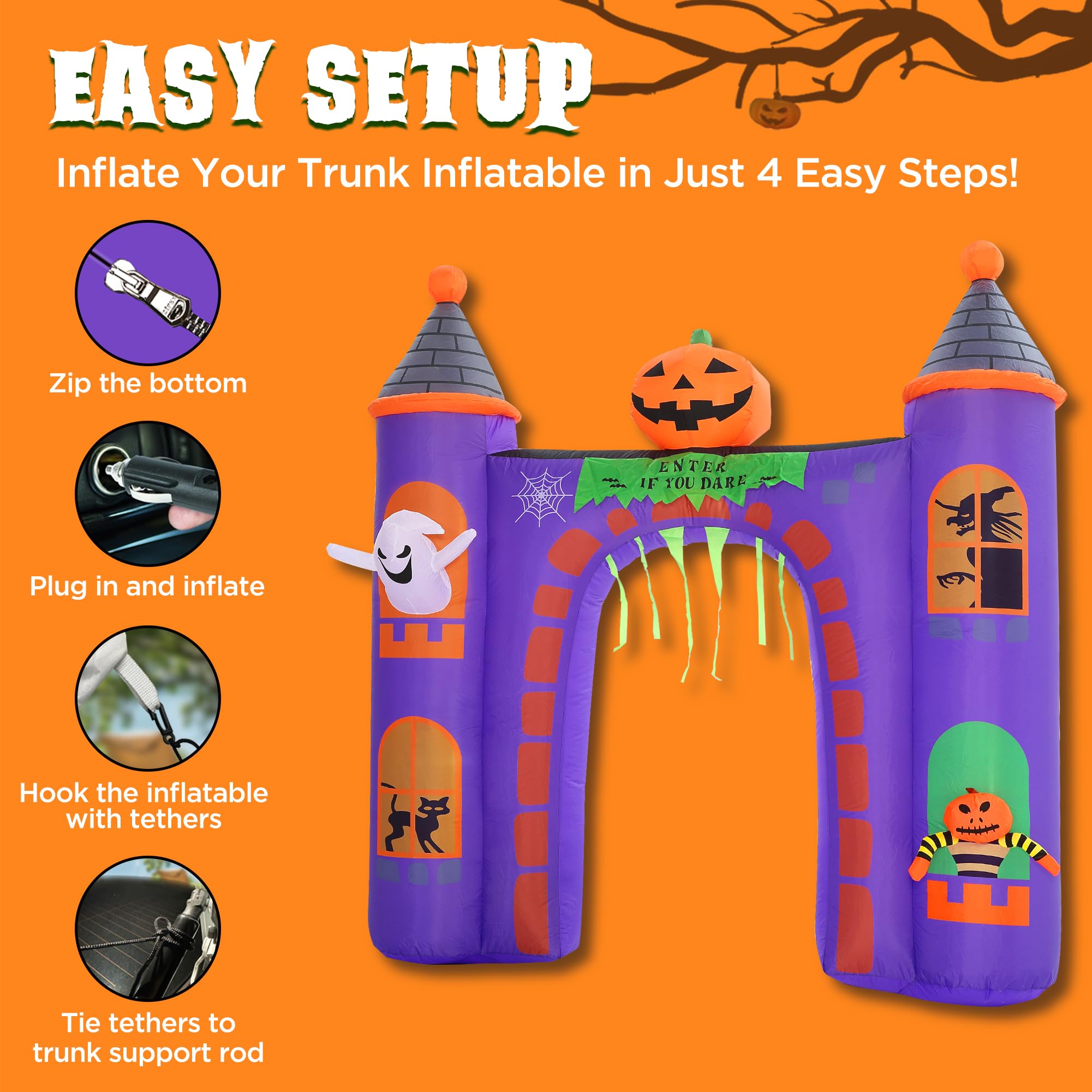 Foto 6 | Castillo Embrujado Inflable Zpisf Para Decoración De Halloween, 1,7 M - Venta Internacional.