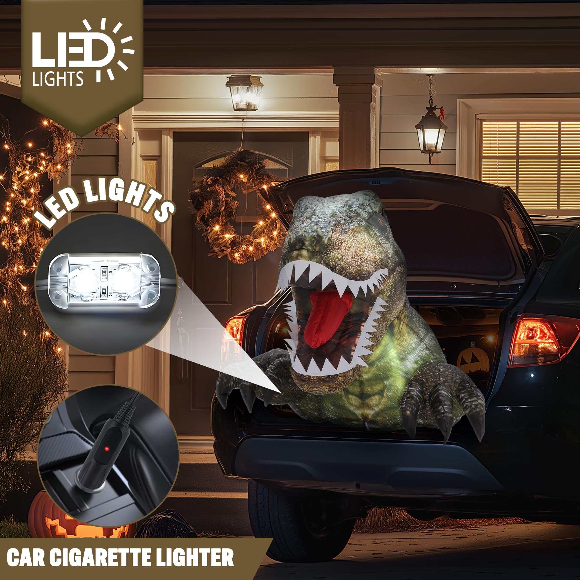 Foto 4 pulgar | Decoración Inflable De Halloween Con Diseño De Dinosaurio Zpisf, 1,1 M, Con Led - Venta Internacional.