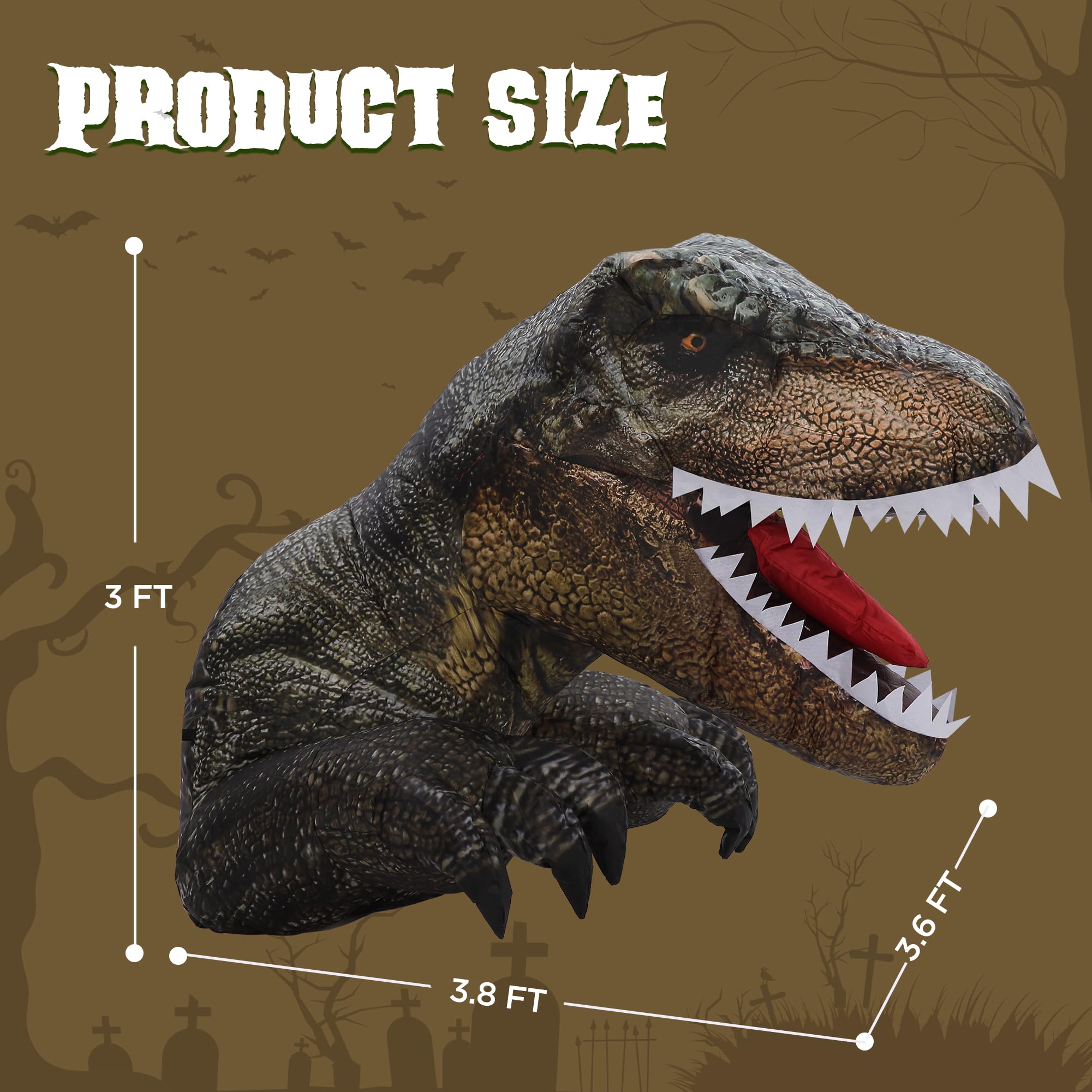 Foto 5 pulgar | Decoración Inflable De Halloween Con Diseño De Dinosaurio Zpisf, 1,1 M, Con Led - Venta Internacional.