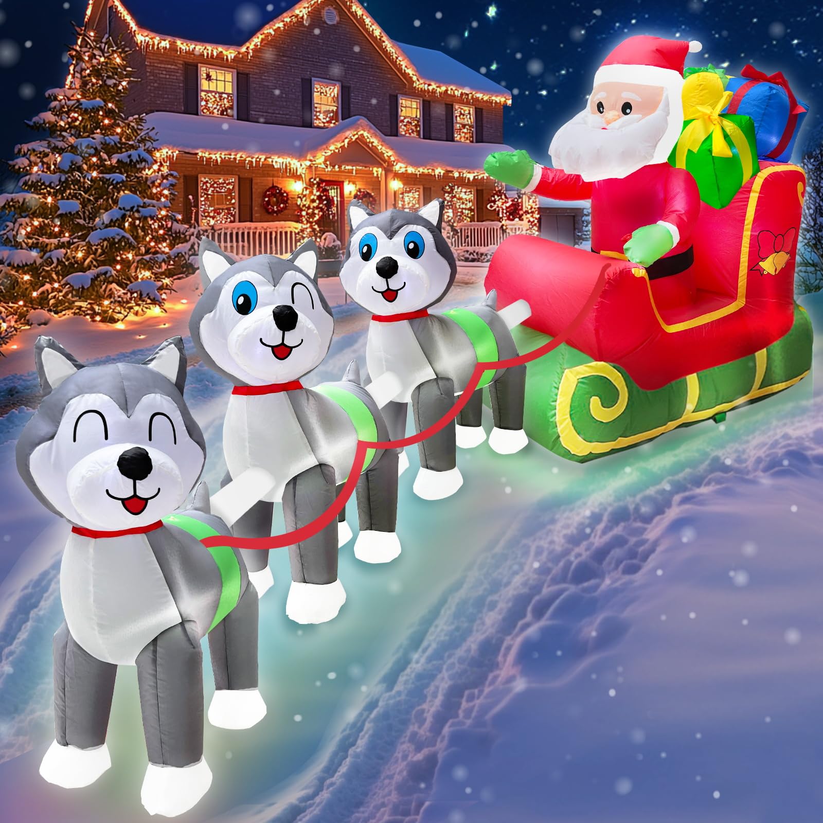 Foto 1 | Papá Noel Inflable De Navidad Turnmeon En Trineo De 3,6 M Con  - Venta Internacional.