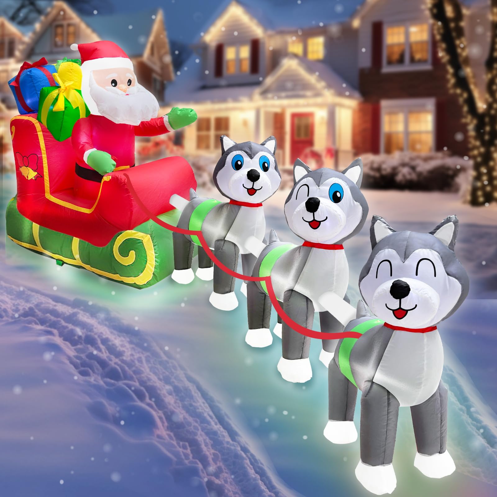 Foto 3 pulgar | Papá Noel Inflable De Navidad Turnmeon En Trineo De 3,6 M Con  - Venta Internacional.