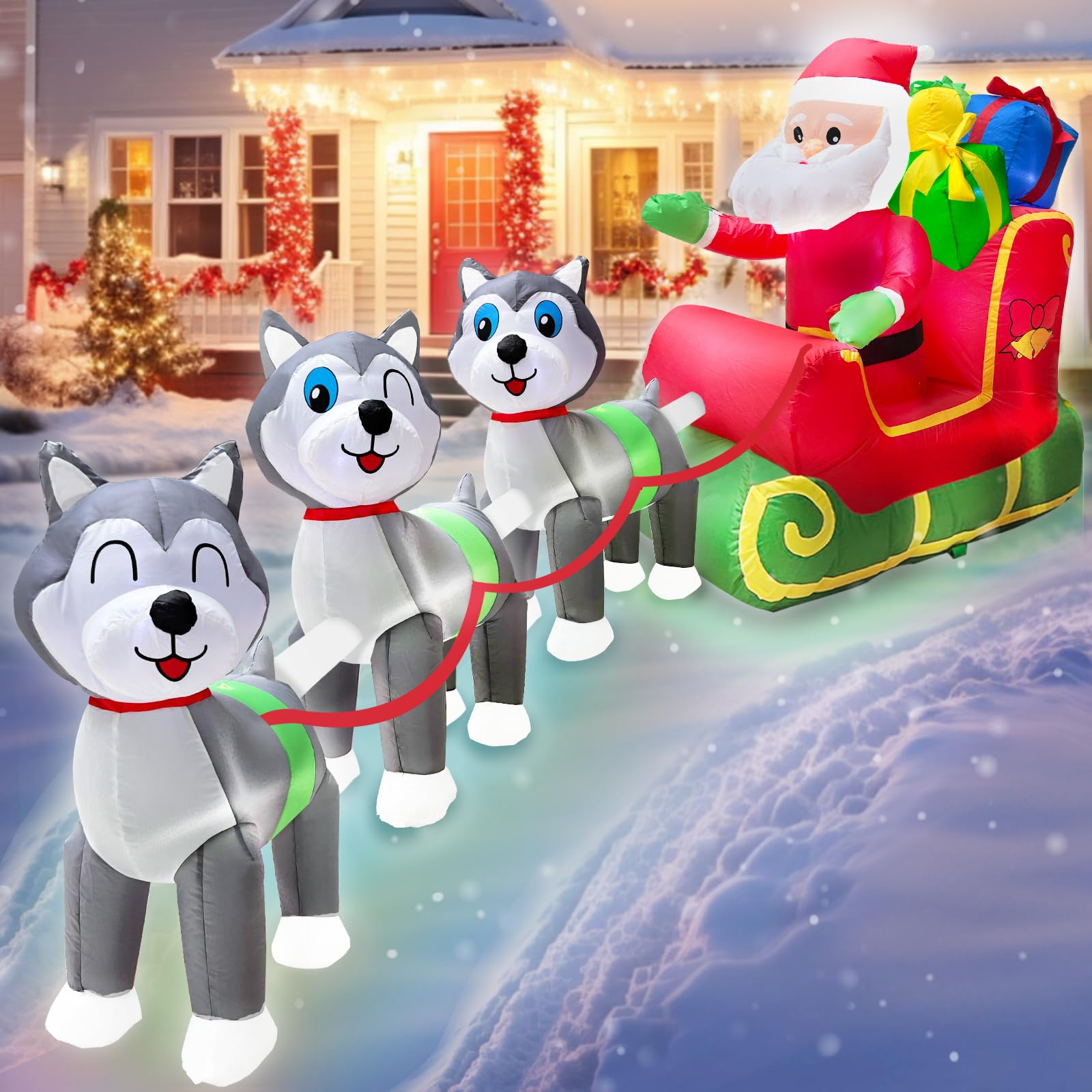 Foto 5 pulgar | Papá Noel Inflable De Navidad Turnmeon En Trineo De 3,6 M Con  - Venta Internacional.