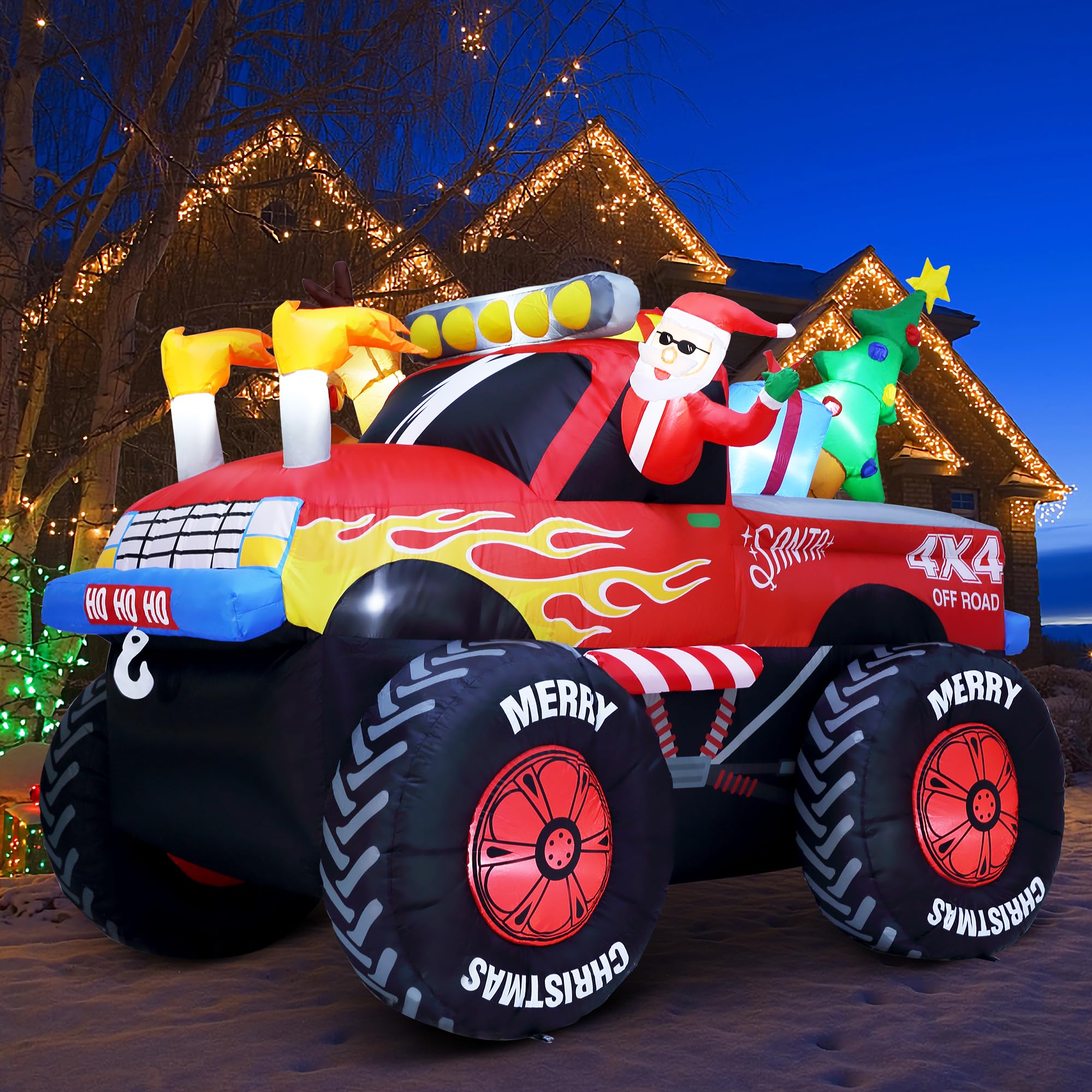 Foto 2 pulgar | Papá Noel Inflable Navideño Zpisf En Monster Truck De 8 Pies - Venta Internacional.