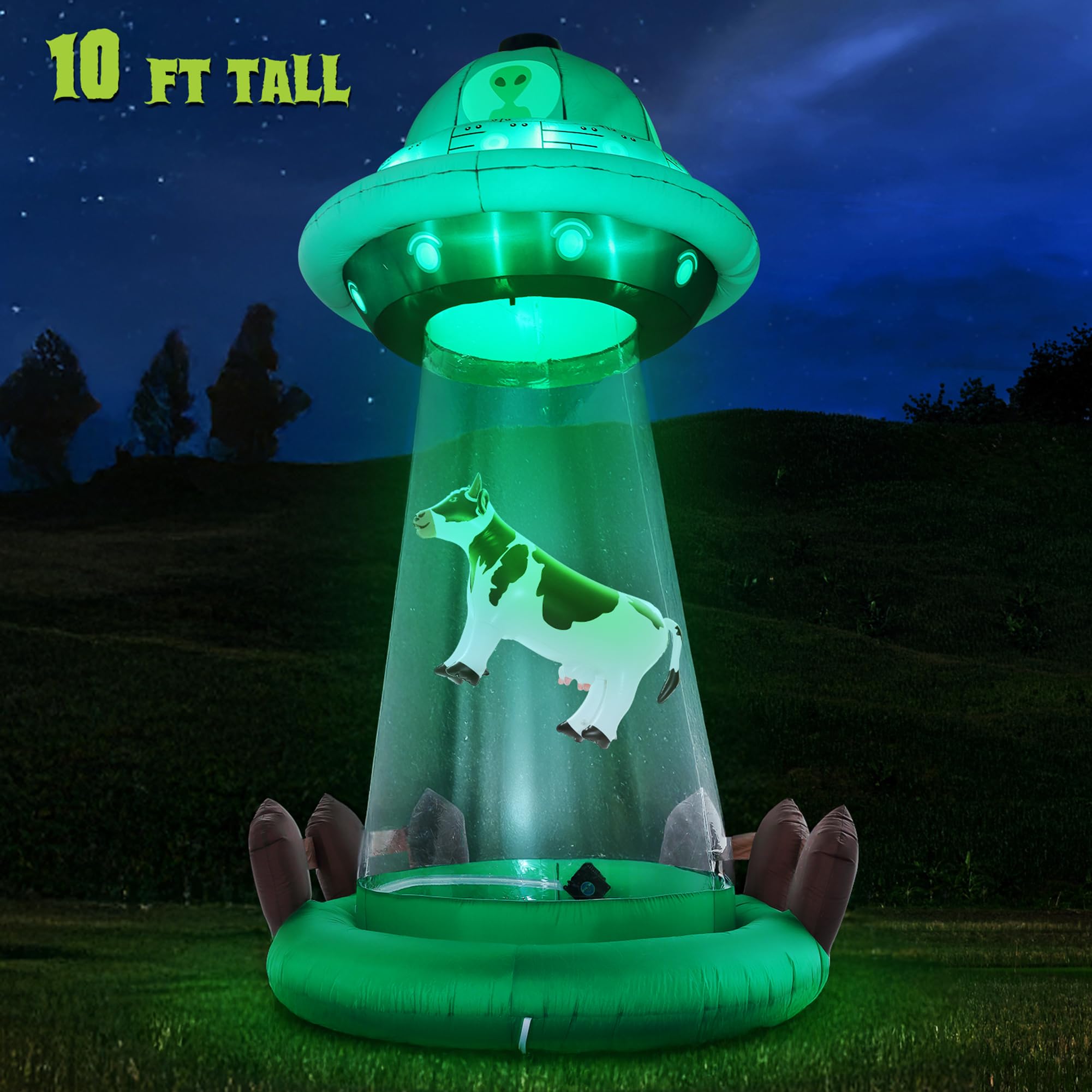 Foto 2 | Decoración Inflable De Halloween Zpisf Ufo De 3 M Con Secuestro De Vaca - Venta Internacional.