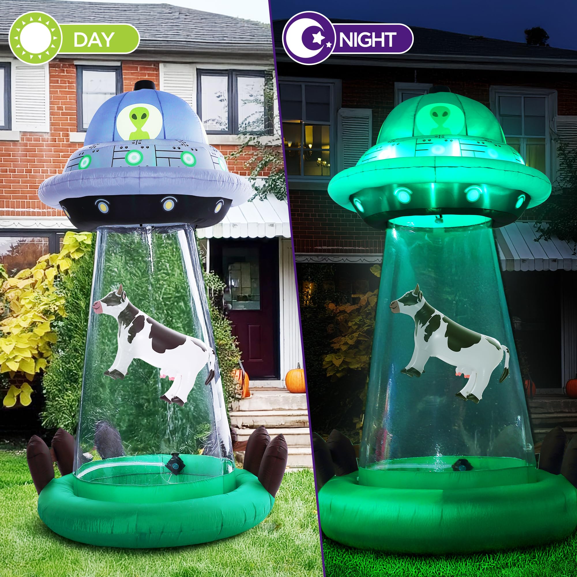 Foto 7 pulgar | Decoración Inflable De Halloween Zpisf Ufo De 3 M Con Secuestro De Vaca - Venta Internacional.