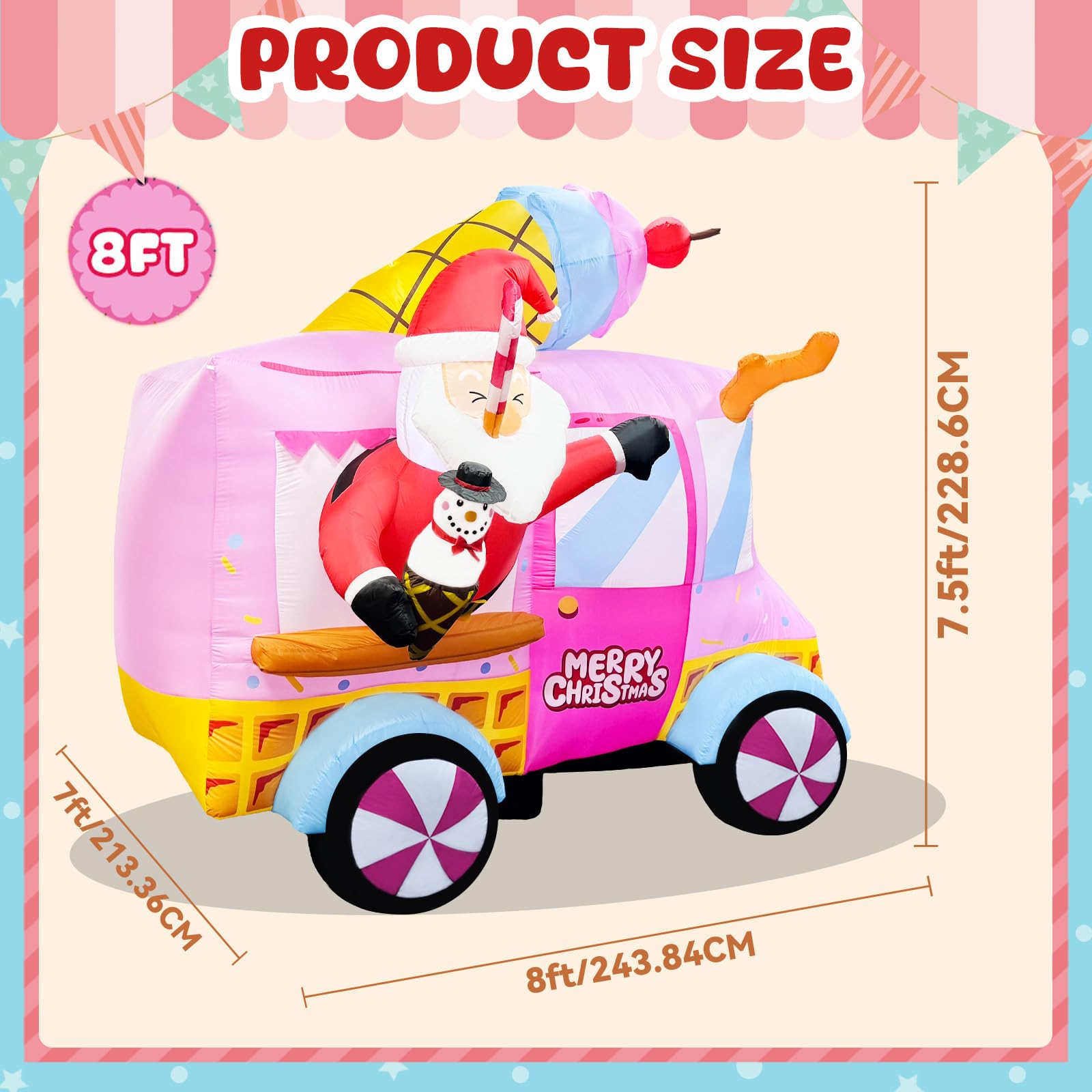 Foto 3 pulgar | Inflable Navideño Ourwarm Santa Ice Cream-Venta Internacional