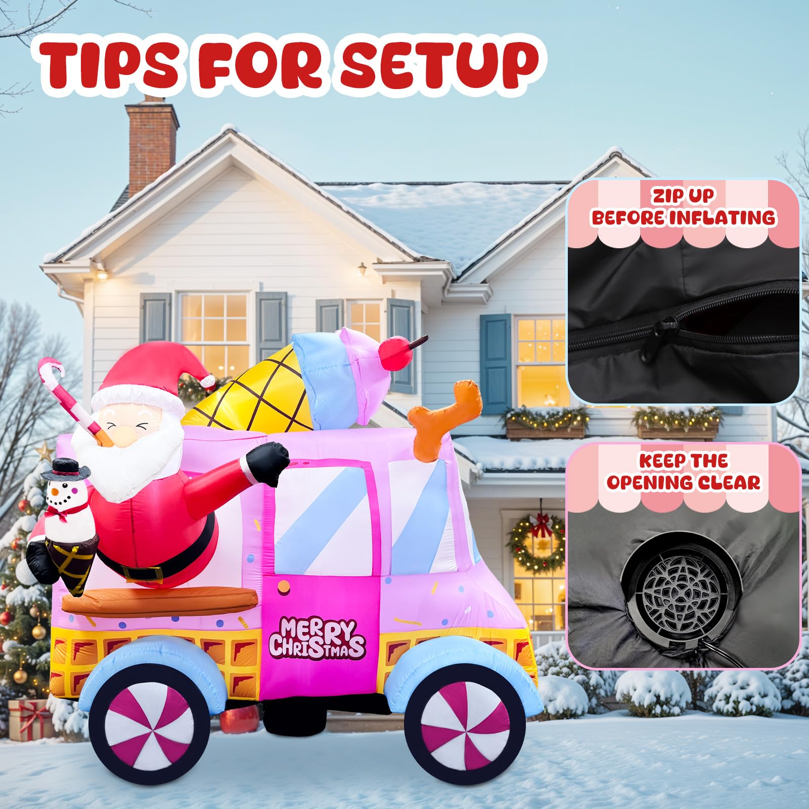 Foto 6 pulgar | Inflable Navideño Ourwarm Santa Ice Cream-Venta Internacional
