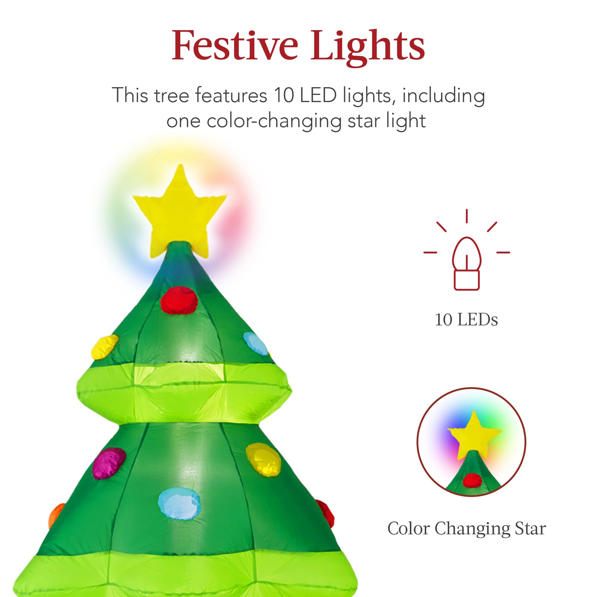 Foto 4 pulgar | Árbol de Navidad Inflable Best Choice Products 10 Pies con 10 Luces Led - Venta Internacional