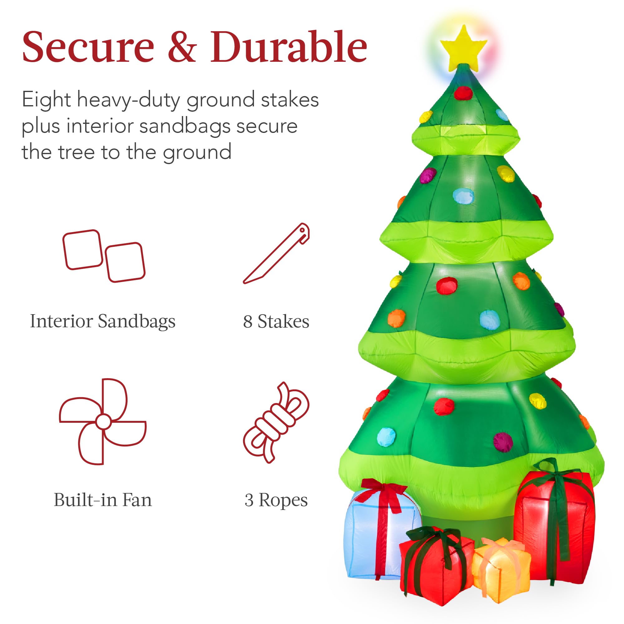 Foto 7 pulgar | Árbol de Navidad Inflable Best Choice Products 10 Pies con 10 Luces Led - Venta Internacional