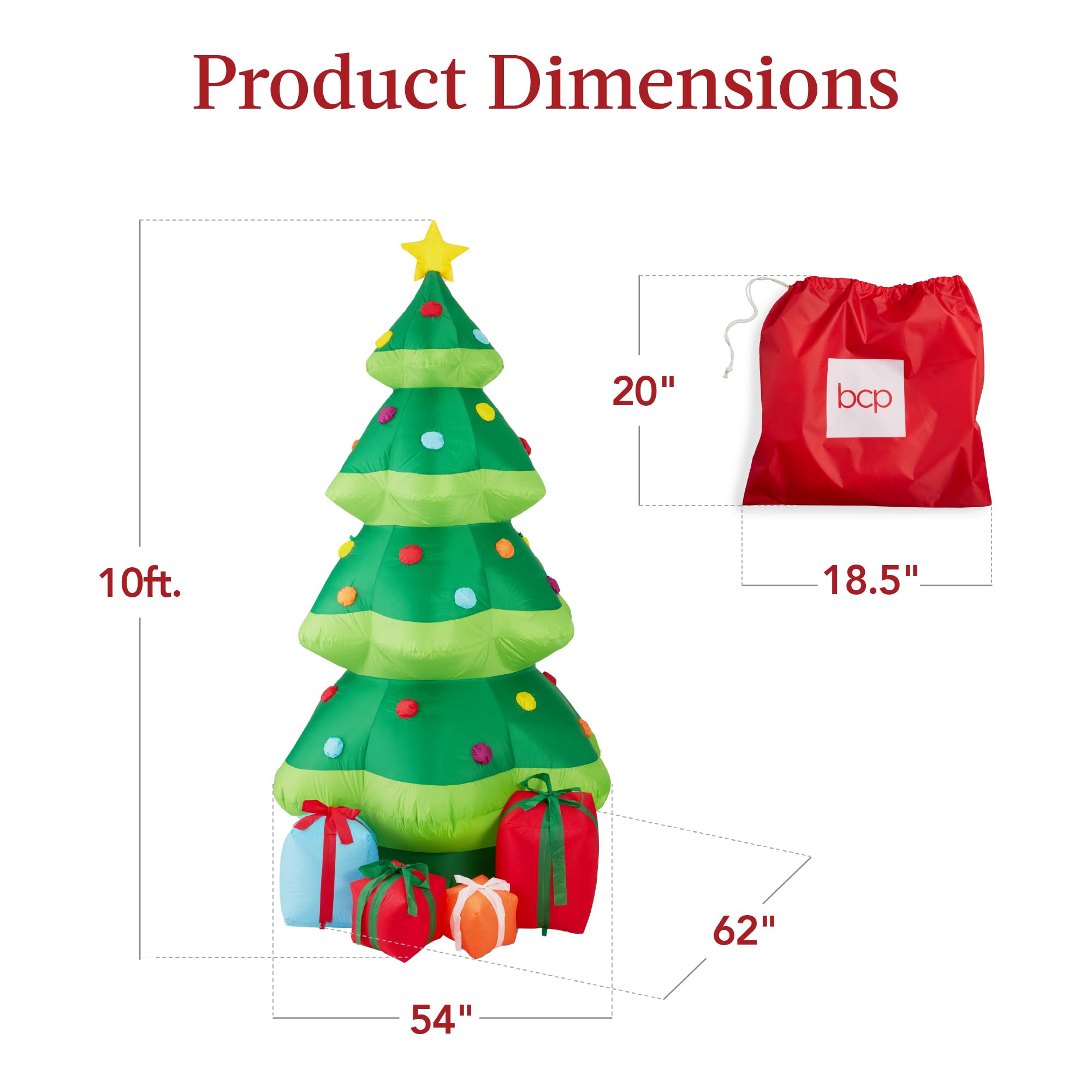 Foto 8 pulgar | Árbol de Navidad Inflable Best Choice Products 10 Pies con 10 Luces Led - Venta Internacional